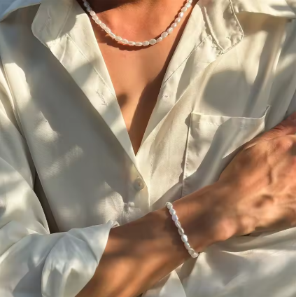 Elegantes Schmuck-Set: Choker-Halskette & Armband mit Imitationsperlen – Vintage & Stilvoll