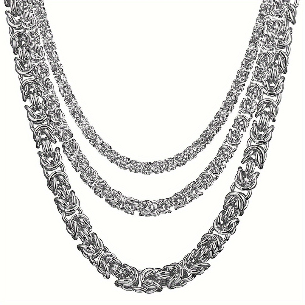 Handmade king chain stainless steel jewelry for men – silver-colored necklace