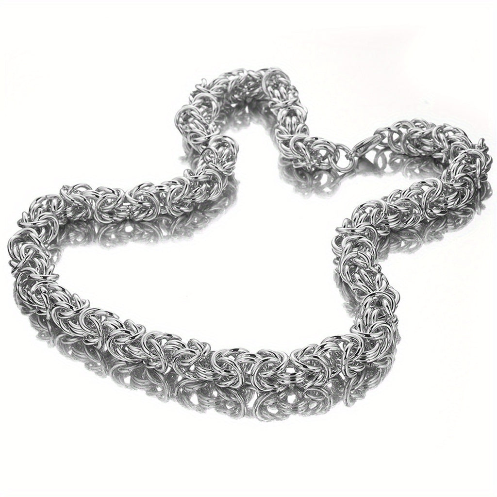 Handmade king chain stainless steel jewelry for men – silver-colored necklace
