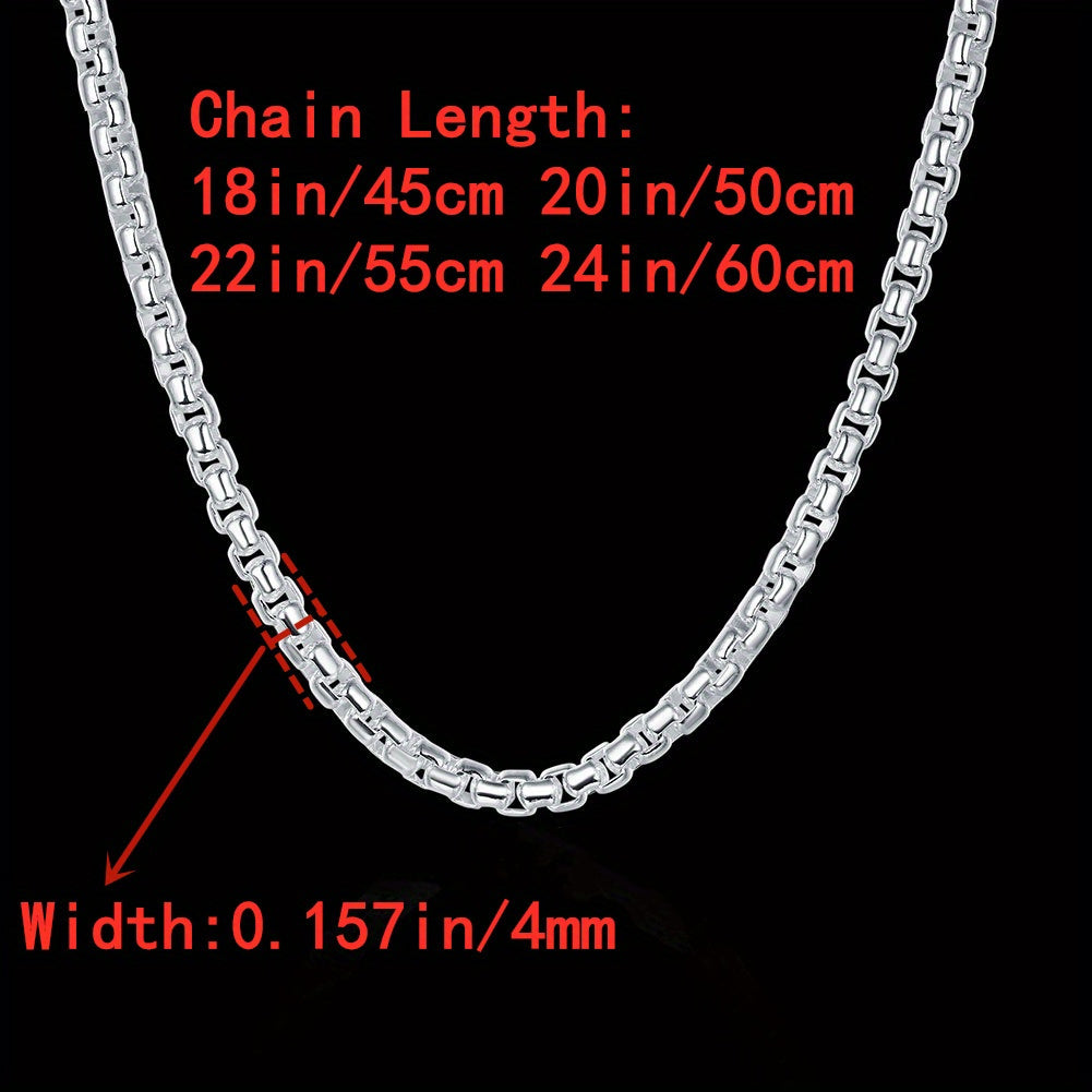 Königskette 925 Sterling Silber plattiert – 4mm Halskette – Unisex Fashion-Schmuck für Männer