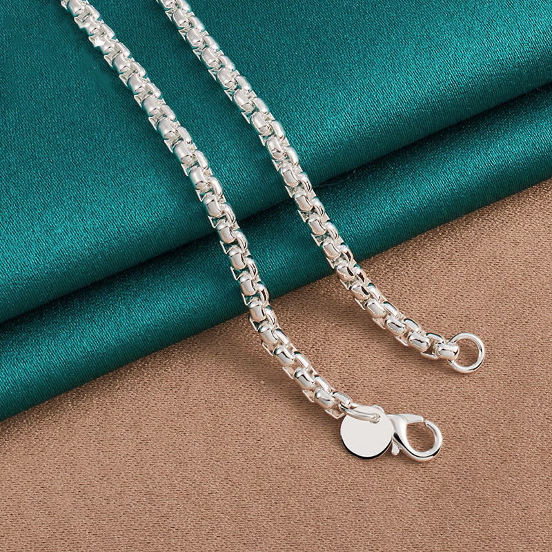 Königskette 925 Sterling Silber plattiert – 4mm Halskette – Unisex Fashion-Schmuck für Männer