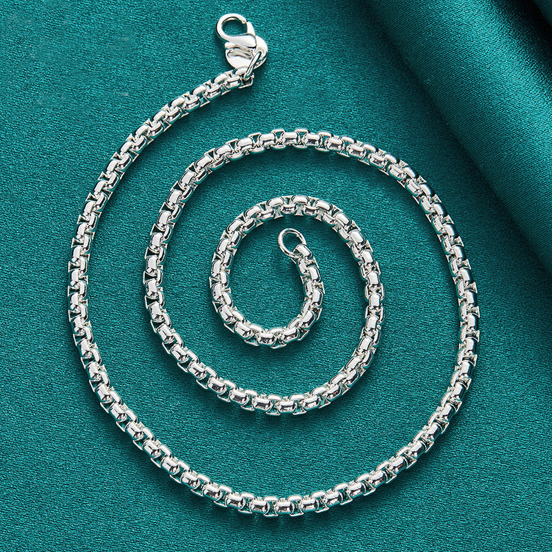 Königskette 925 Sterling Silber plattiert – 4mm Halskette – Unisex Fashion-Schmuck für Männer