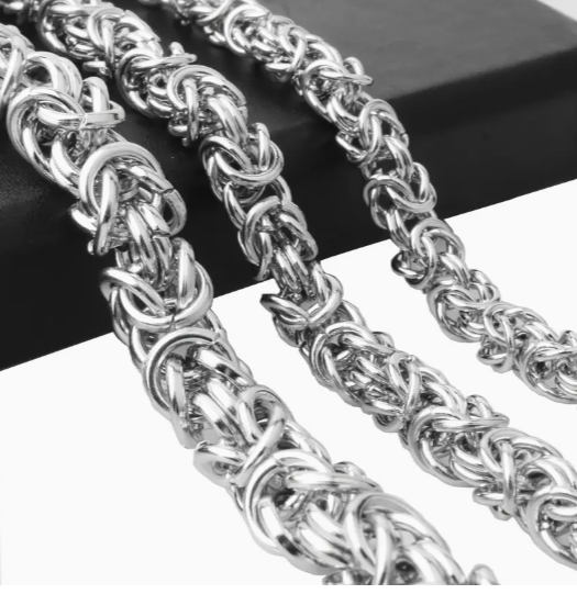 Men's Byzantine Chain made of stainless steel &amp; sterling silver look – 6/8/10 mm Byzantine style