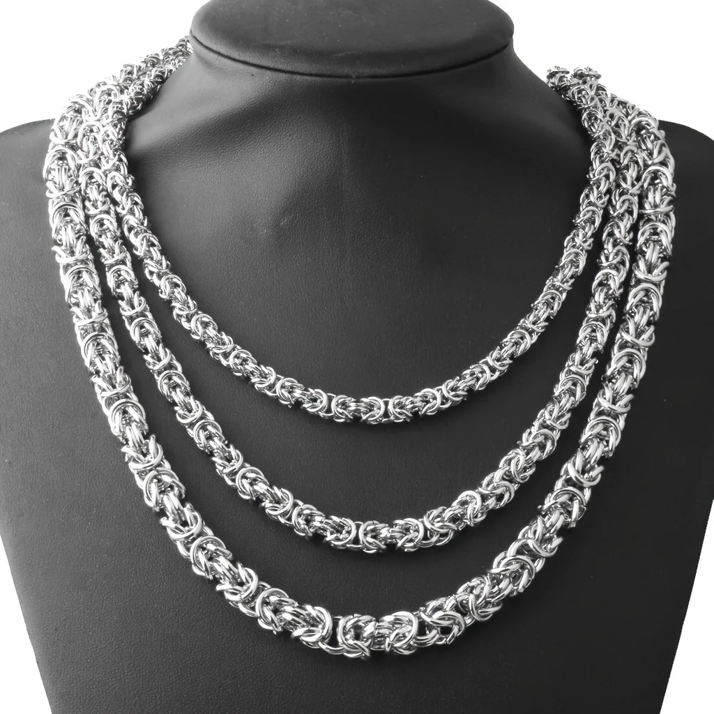 Men's Byzantine Chain made of stainless steel &amp; sterling silver look – 6/8/10 mm Byzantine style