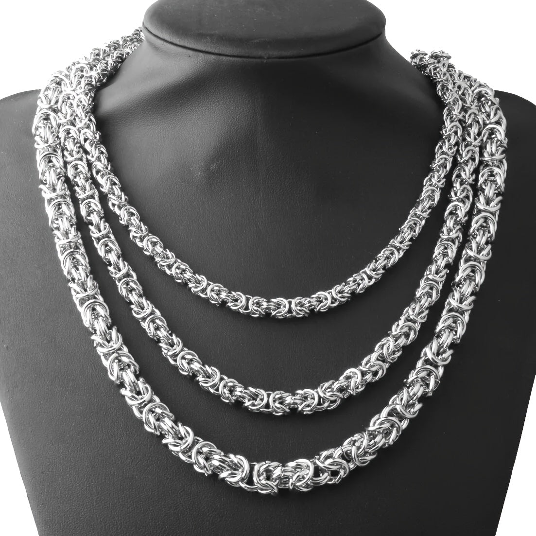 Men's Byzantine Chain made of stainless steel &amp; sterling silver look – 6/8/10 mm Byzantine style