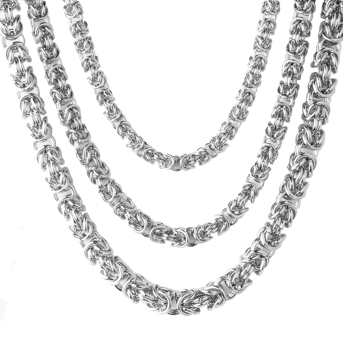 Men's Byzantine Chain made of stainless steel &amp; sterling silver look – 6/8/10 mm Byzantine style