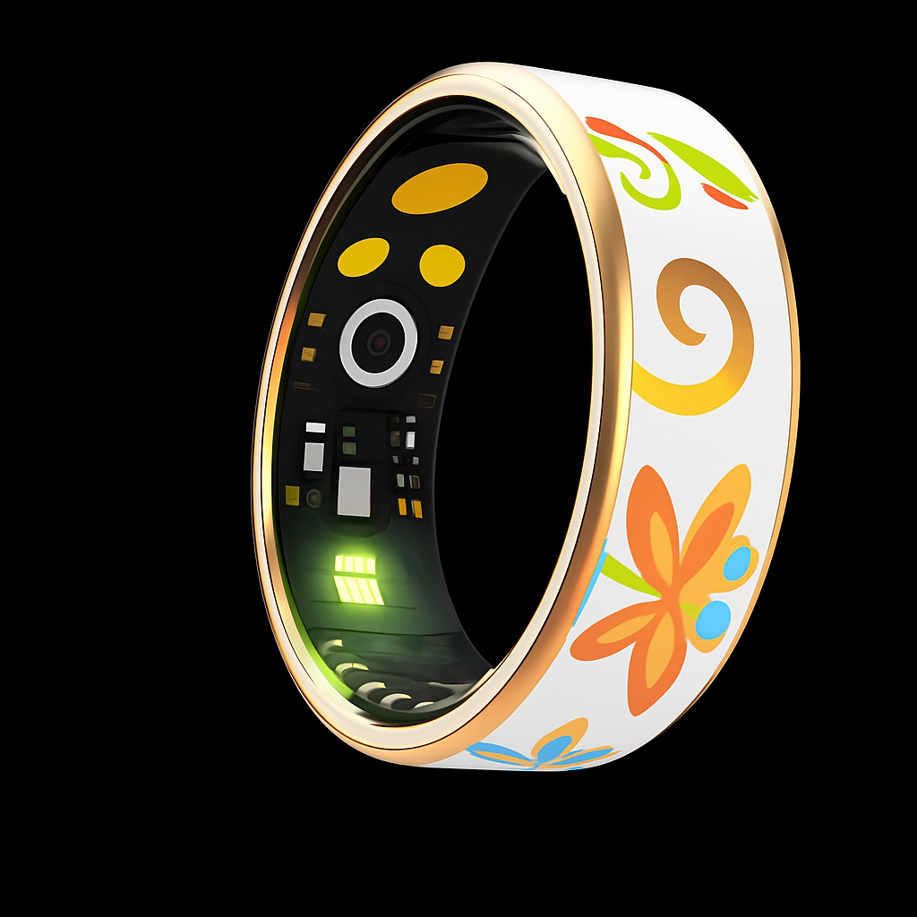 Fuxi Frauen Smart Ring mit Blumenmuster