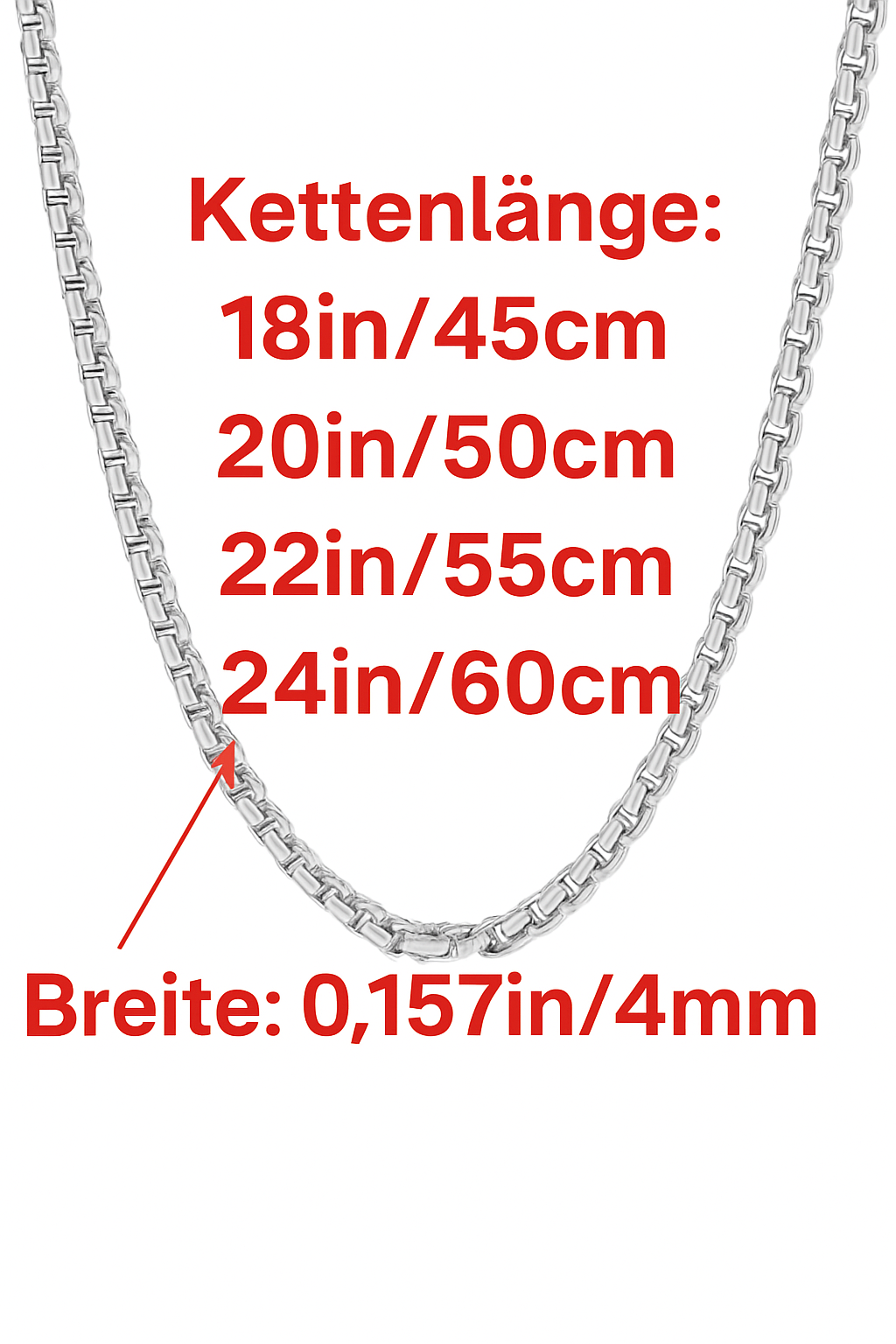 Königskette 925 Sterling Silber plattiert – 4mm Halskette – Unisex Fashion-Schmuck für Männer