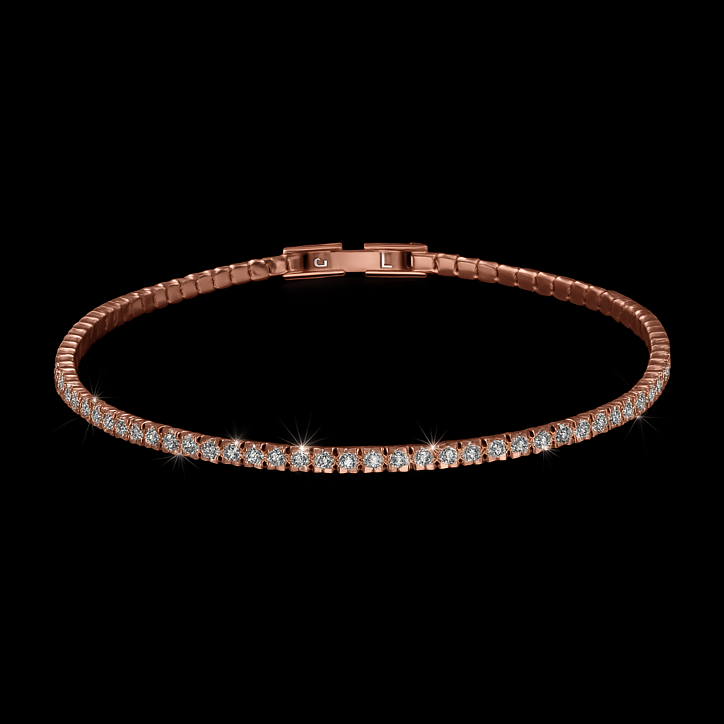Elegantes 925er Silber Tennisarmband – Rosévergoldet
