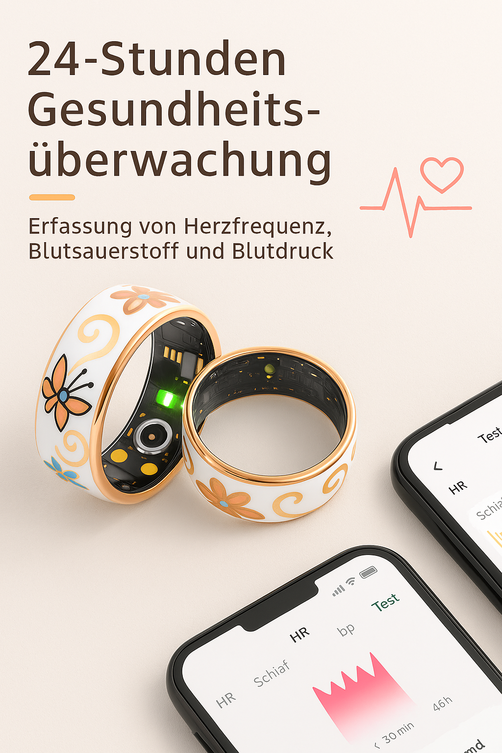 Fuxi Women's Smart Ring with Floral Pattern