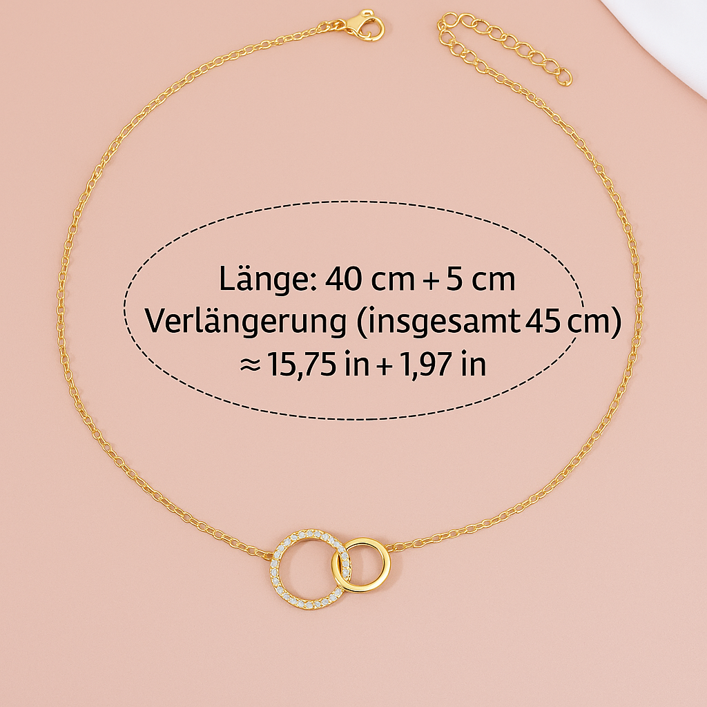 Delicate stainless steel necklace with double ring pendant for women