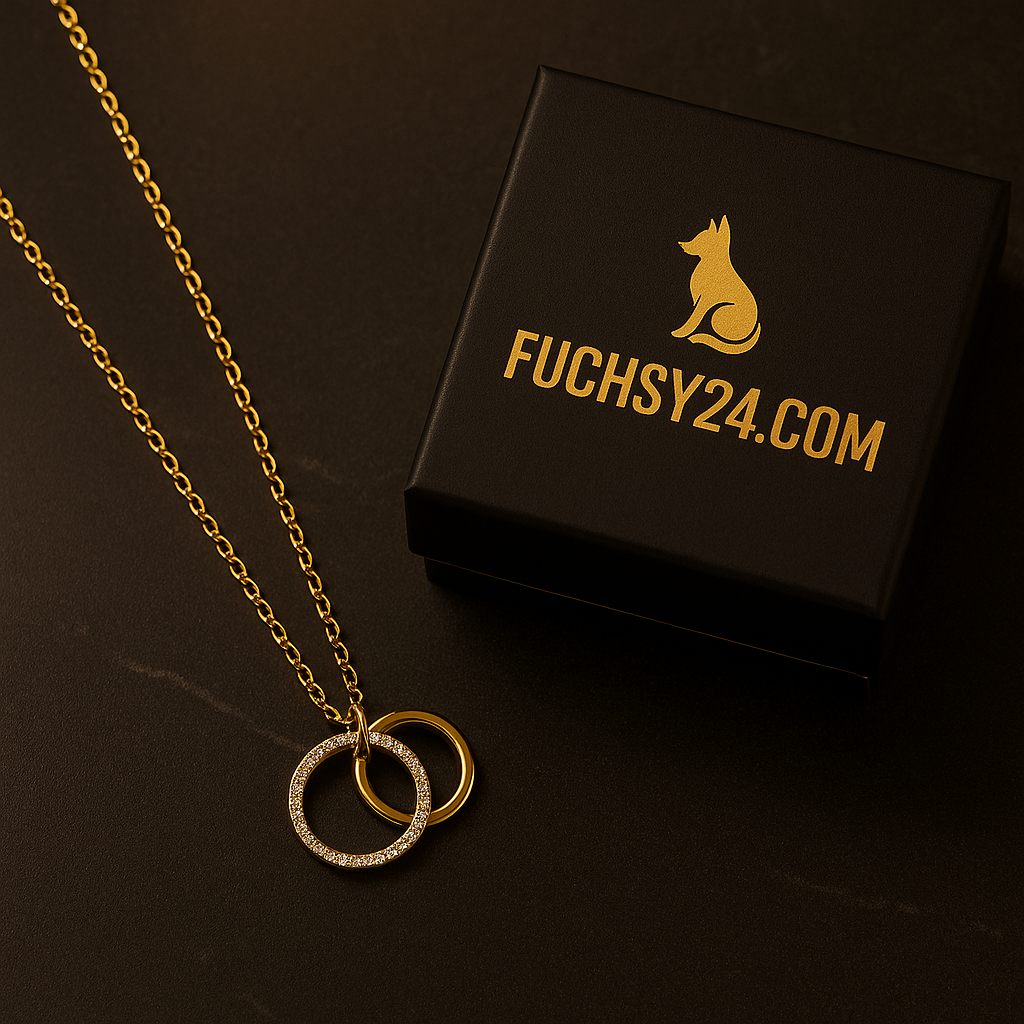 Delicate stainless steel necklace with double ring pendant for women