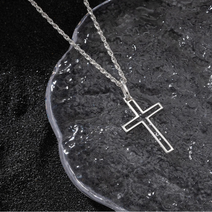 Minimalistische Kreuzkette mit 18K Vergoldung – 925 Sterling Silber