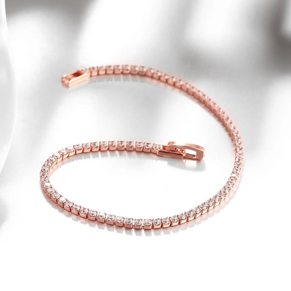 Elegantes 925er Silber Tennisarmband – Rosévergoldet