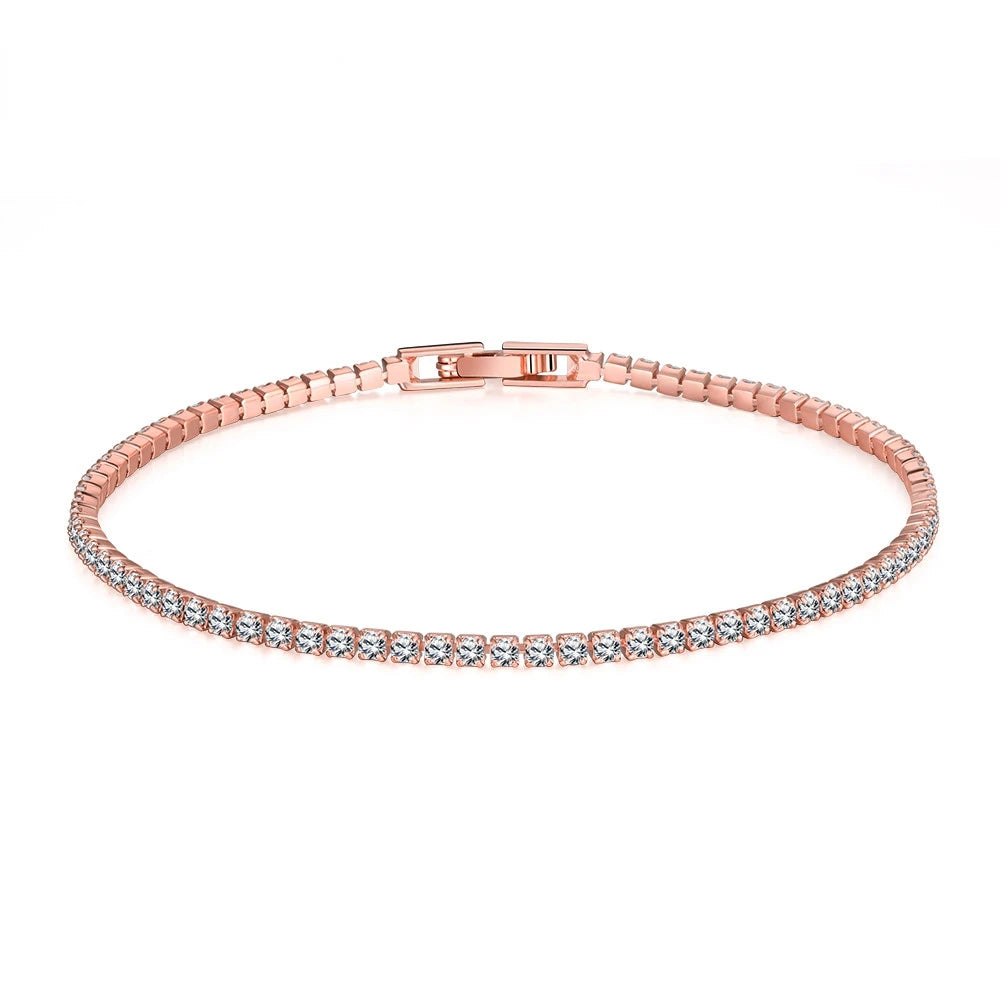 Elegantes 925er Silber Tennisarmband – Rosévergoldet