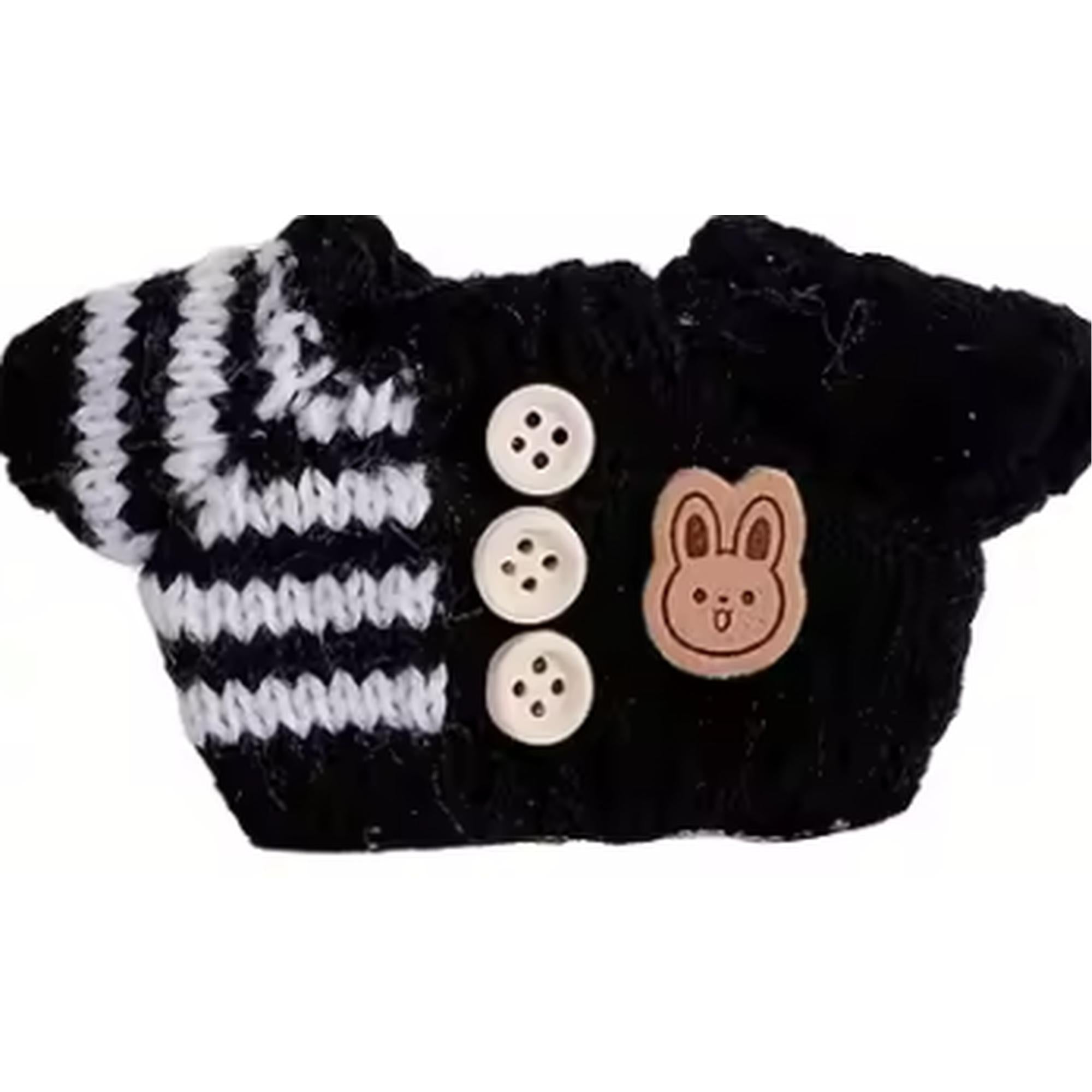 Schwarzes Outfit Set für Labubu Figuren – Elegante Strickjacke, Rock & Mütze für Sammler und Fans